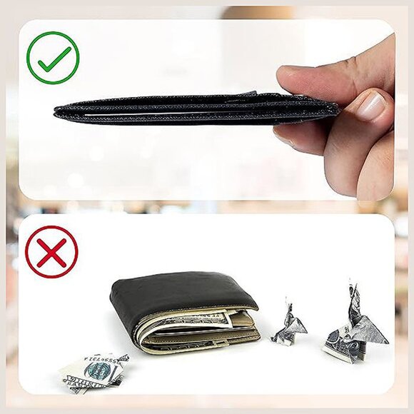 Slim Wallet for Men, Minimalist Front Pocket RFID Blocking Credit Black Cross - Picture 6 of 7